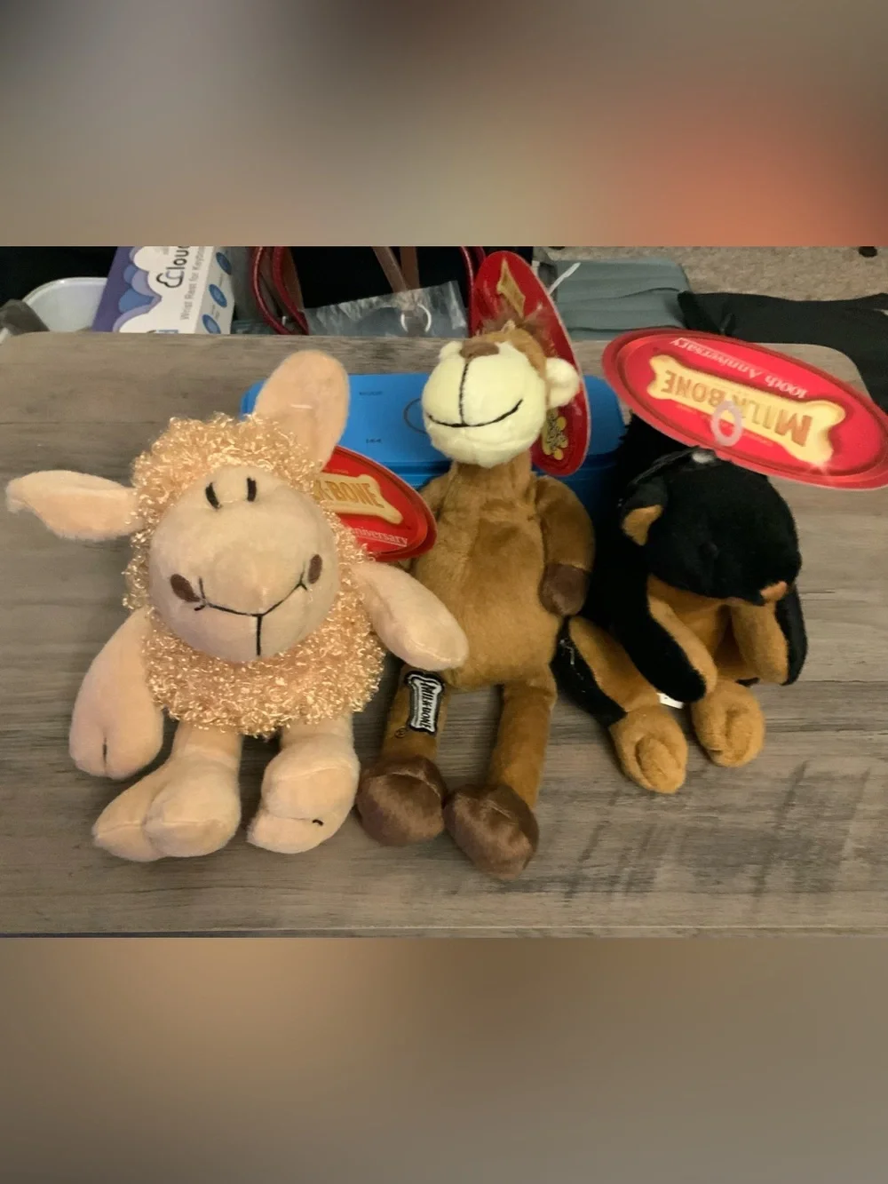 Milk-Bone 100th Anniversary Plush Tag - Tan & White